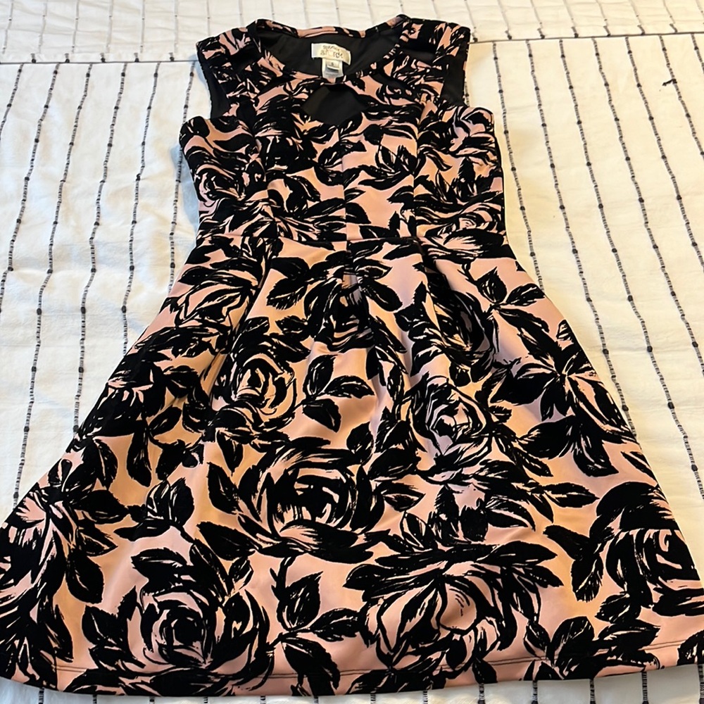 Pink and Black Floral Dress